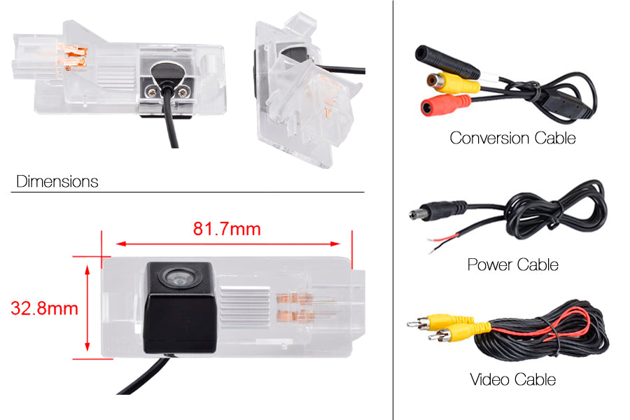 Renault Captur Reverse View Rear Number Plate Light Camera (NTSC)