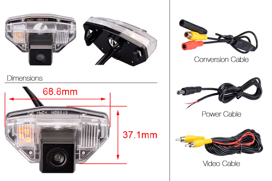 Honda CR-V Reverse View Rear Number Plate Light Camera With LED Bulb (NTSC)