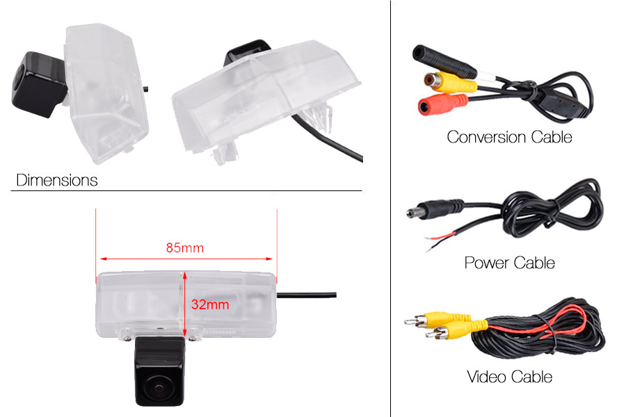 Toyota Venza Reverse View Rear Number Plate Light Camera (NTSC)