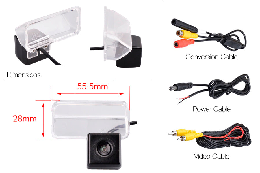 Toyota Yaris Reverse View Rear Number Plate Light Camera (NTSC)