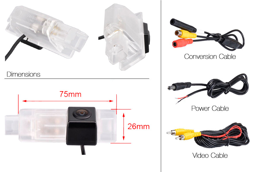 Peugeot Rifter Reverse View Rear Number Plate Light Camera (NTSC)