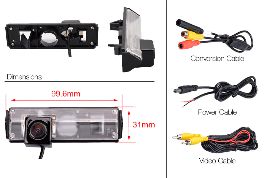 Mitsubishi Shogun Reverse View Rear Number Plate Light Camera (NTSC)