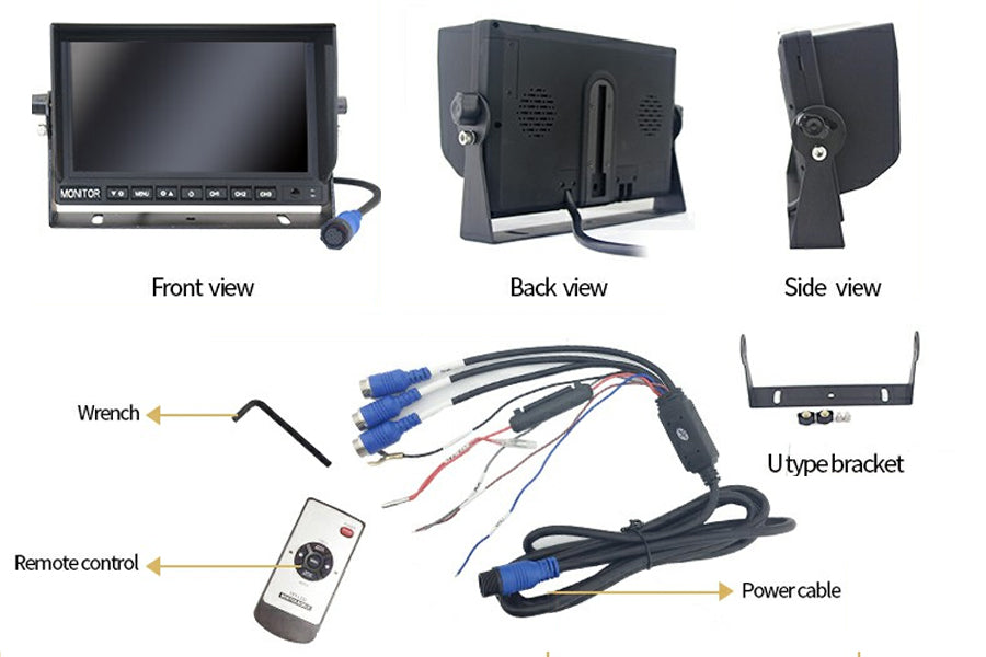 7 Inch Rear View Camera Monitor/Screen (4 PIN Connection)