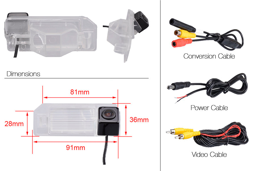 Mitsubishi ASX Reverse View Rear Number Plate Light Camera (NTSC)