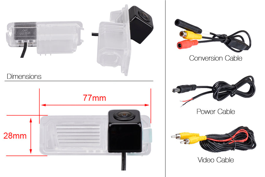 Volkswagen Polo Reverse View Rear Number Plate Light Camera (NTSC)