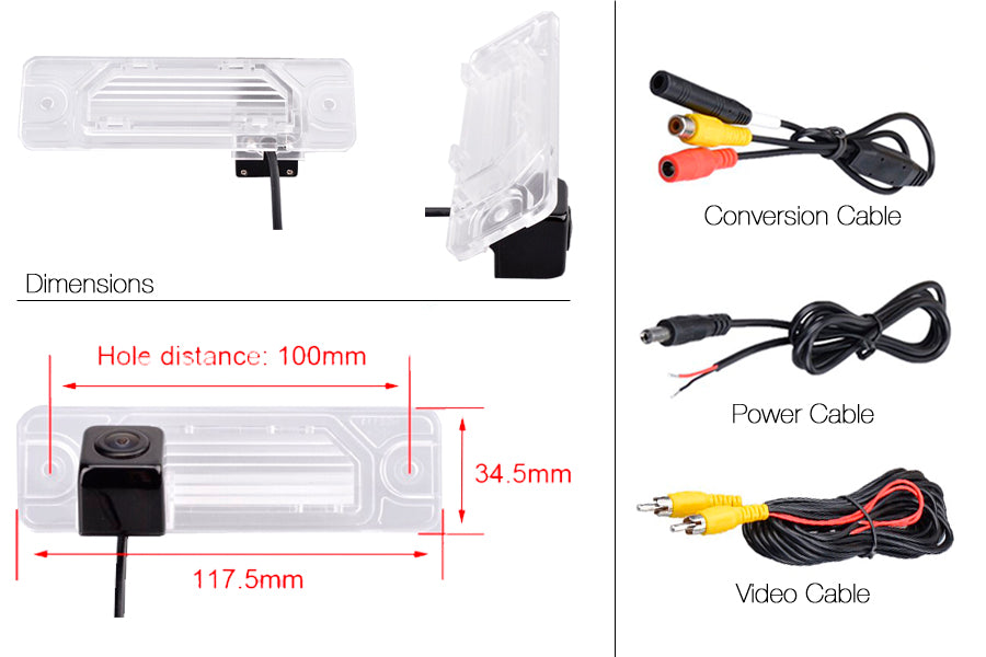 Renault Koleos Reverse View Rear Number Plate Light Camera (NTSC)