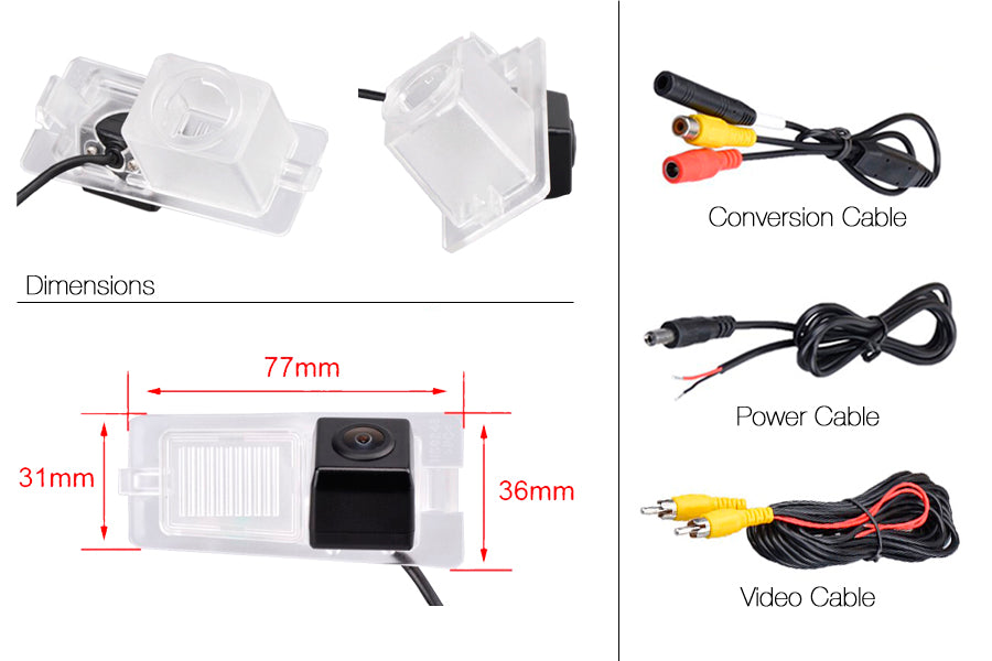 SsangYong Actyon Reverse View Rear Number Plate Light Camera (NTSC)