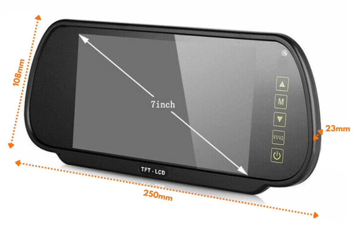 7 Inch TFT/LCD Rear View Clip-On Vehicle Mirror Monitor For Reverse View Cameras