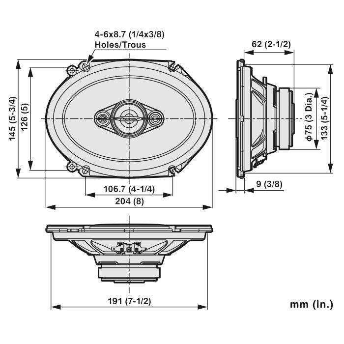 Pioneer TS-A6881F - 6"X8" 4-Way Coaxial Car Speakers 350W
