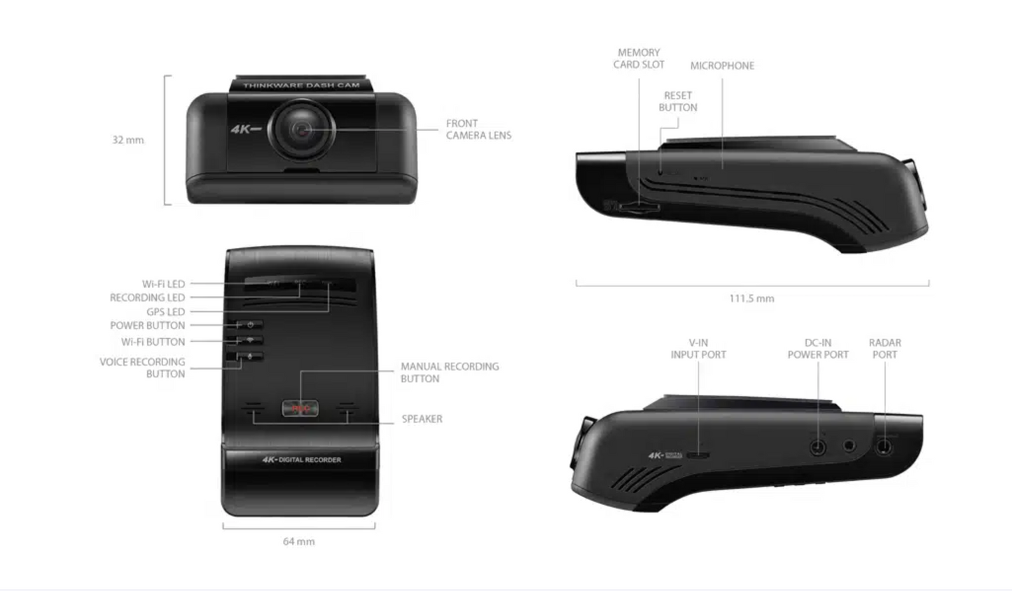 Thinkware U1000 Plus - 4K UHD Front & Rear Dash Cam 64Gb