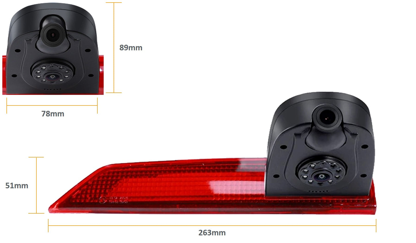 Ford Transit Custom (2016 Onwards) DUAL LENS High Level Brake Light Rear View Camera (LED BULB)