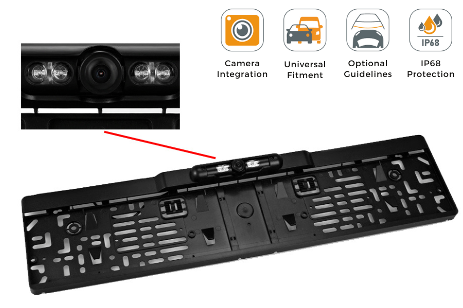 UK & European Car Number Plate/ Registration Plate Frame With Built In Rear View Camera (NTSC)