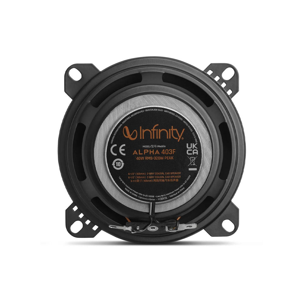Infinity Alpha 403F 4" (100mm) 2 Way Coaxial Car Speakers 4ohm 320W