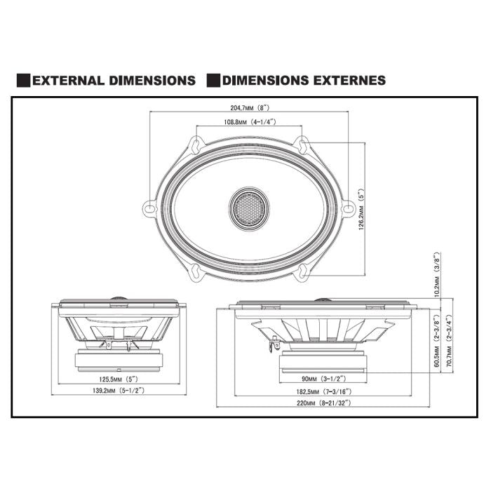 Alpine S2-S68 - S-Series 6"X8” 2-Way Coaxial Car Speakers 230 Watts