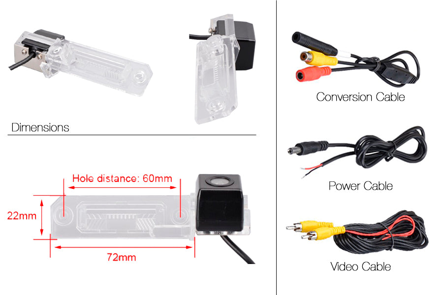 Volkswagen Passat Reverse View Rear Number Plate Light Camera (NTSC)