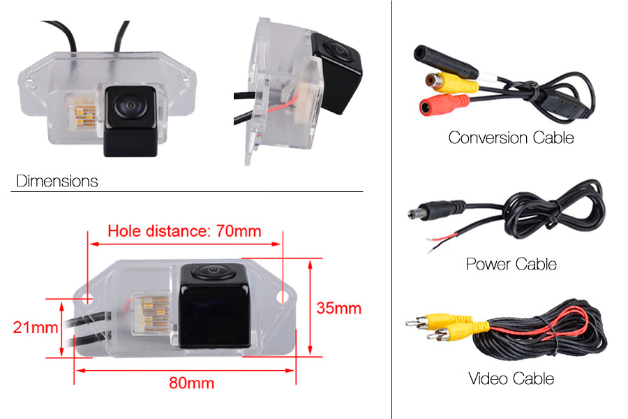 Mitsubishi Lancer Reverse View Rear Number Plate Light Camera (NTSC)