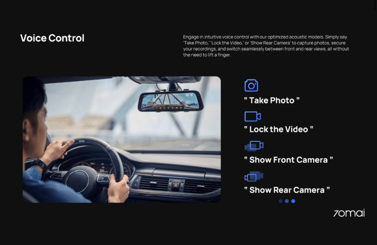 70mai S500 3K HDR Rear View Mirror Dash Cam Set with Rear Camera