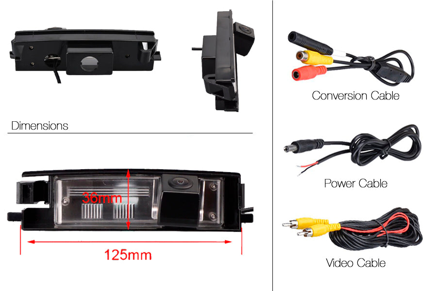 Peugeot 108 Reverse View Rear Number Plate Light Camera (NTSC)