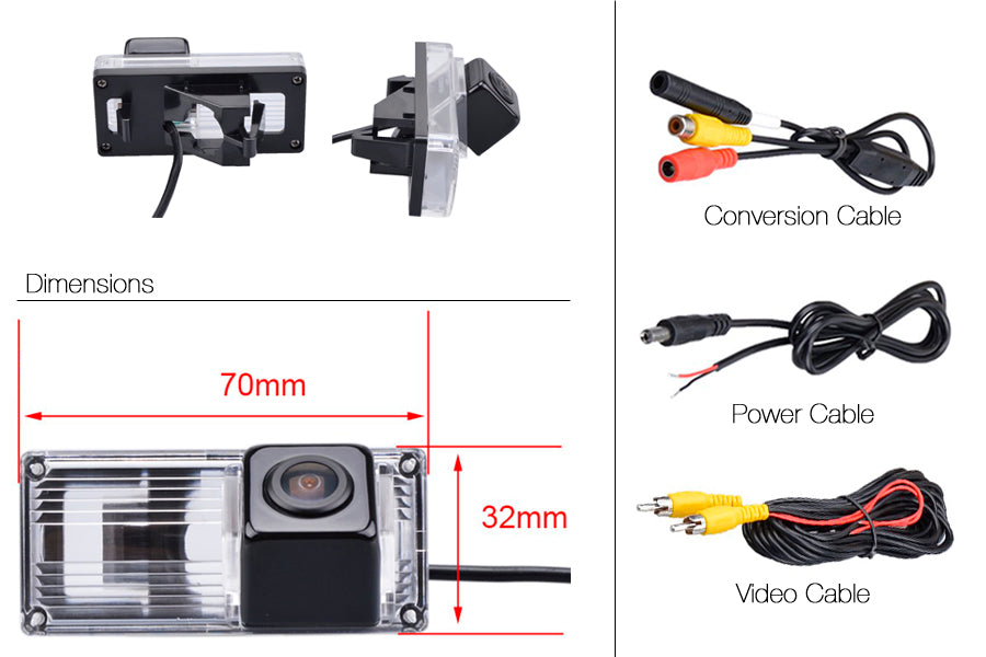 Toyota Land Cruiser Reverse View Rear Number Plate Light Camera (NTSC)