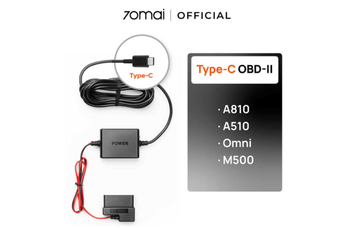 70mai OBD-II Hardwire Kit with USB-C for 70mai Dash Cams and Parking Surveillance