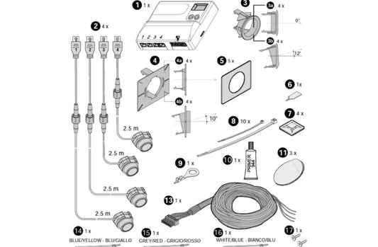 Laserline EPS4016F FRONT 4 Flush Fit OEM Style Front Bumper Parking Sensor Kit