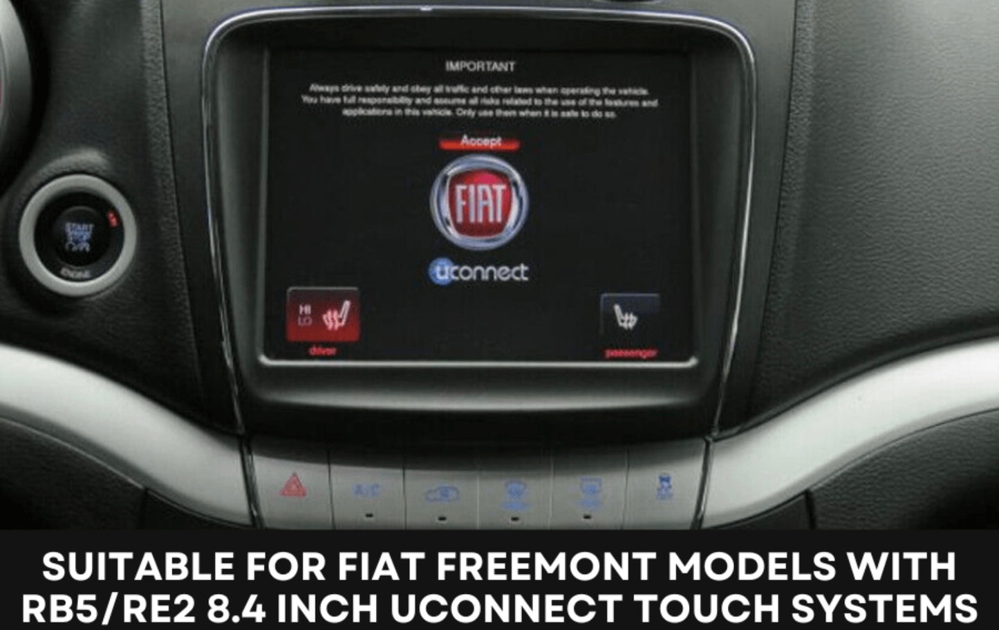 Add Camera to OEM Fiat Freemont (2011-2020) With Uconnect 8.4inch RB5/RE2 Head Unit - 22 Pin
