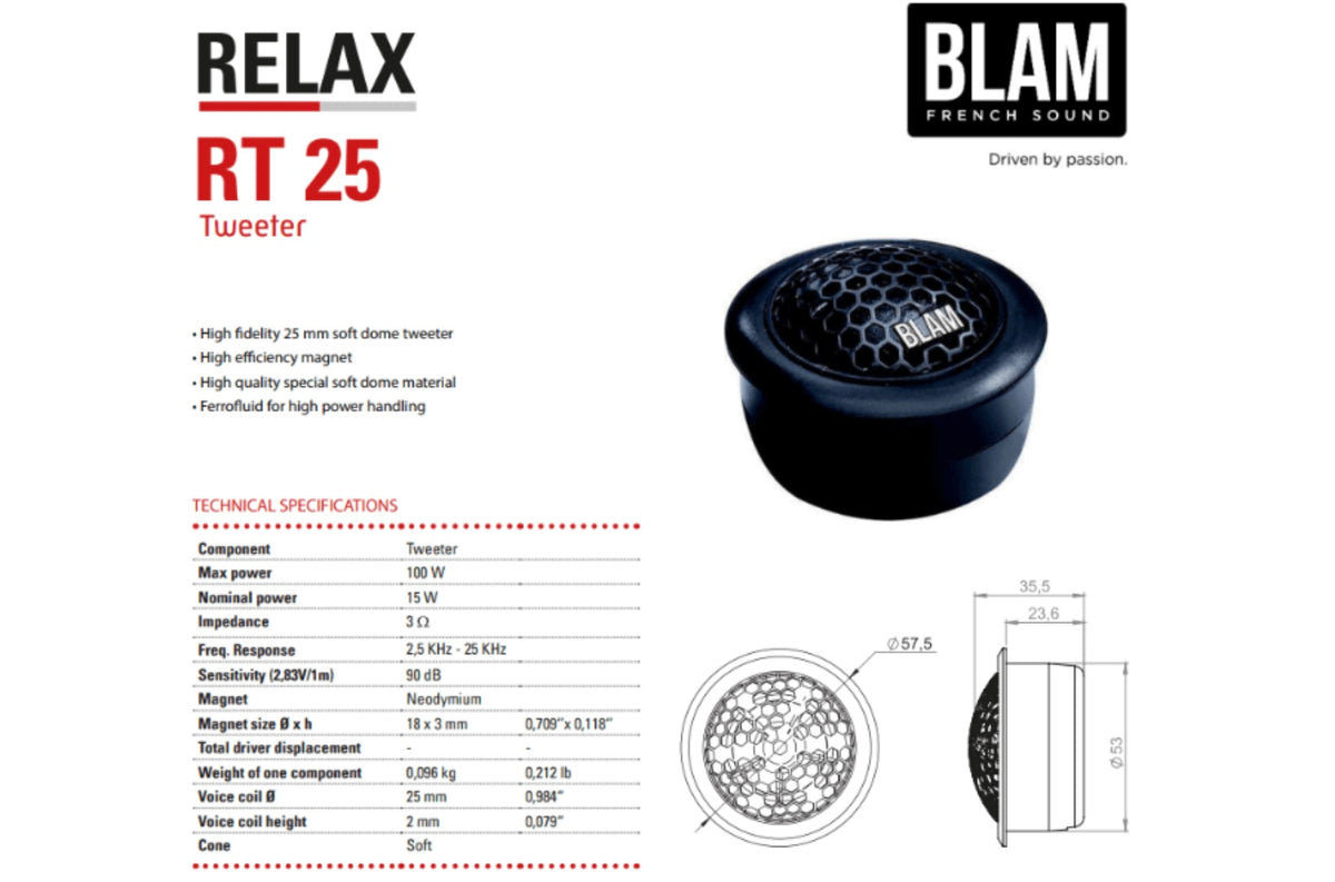 BLAM RELAX 200RS 200mm (8inch) Hi-Efficiency 3ohm, 2-Way Component Car Audio Speakers (PAIR)