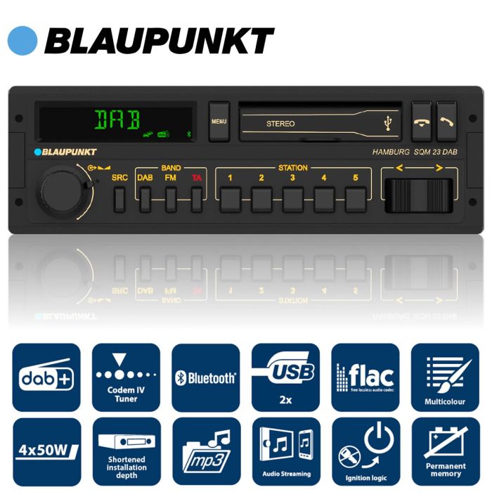 BLAUPUNKT HAMBURG SQM 23 DAB - Bluetooth DAB Media Player Retro Car Stereo