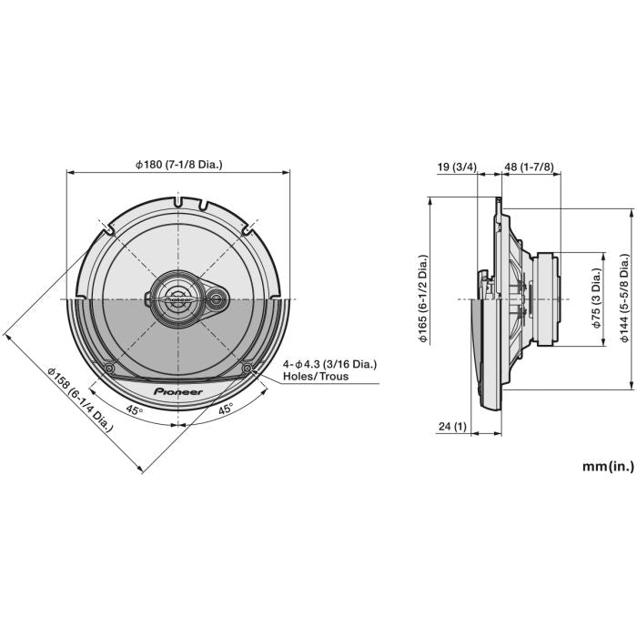 Pioneer TS-A1671F - 16.5cm 6.5" 3-Way Coaxial Car Speakers 320W