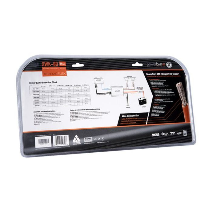 Powerbass XWK-80 - 8 Gauge Wiring Kit Heavy Duty OFC Kit