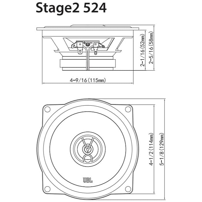 JBL STAGE2 524 - 5.25" 2 Way Coaxial Speakers 420W Total Power