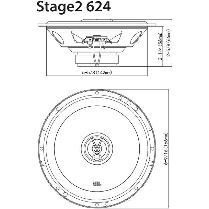 JBL STAGE2 624 - 6.5" 2-Way Coaxial Speakers 480W Total Power