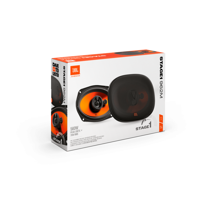 JBL Stage1 962M - 6x9" 3-Way Coaxial Car Shelf Speakers 560W - With Grills