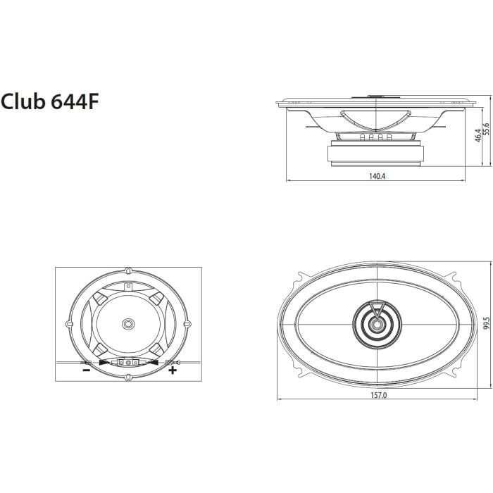 JBL CLUB 644F - 4"X6" 2 Way Coaxial Car Speakers 240W Total Power