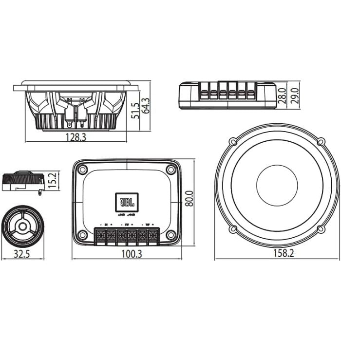 JBL CLUB 605CSQ - 6.5" 2-Way Car Component Door Speakers 570W
