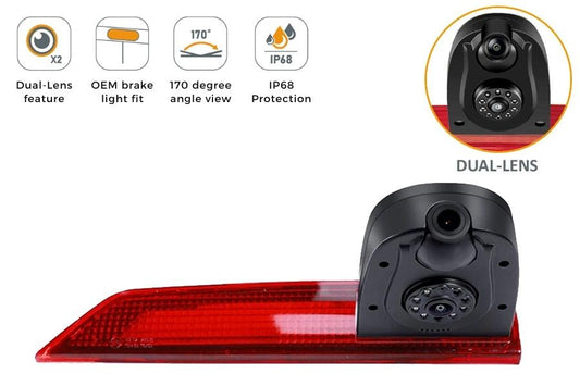 Ford Transit Custom (2016 Onwards) DUAL LENS High Level Brake Light Rear View Camera (LED BULB)
