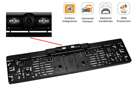 UK & European Car Number Plate/ Registration Plate Frame With Built In Rear View Camera (NTSC)